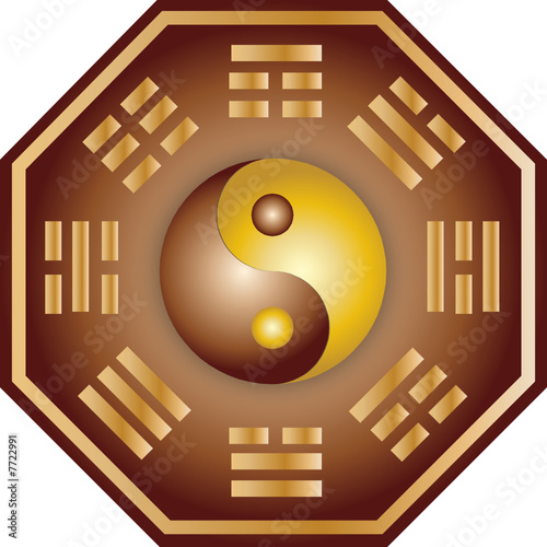 Vector Yin Yang and bagua illustration