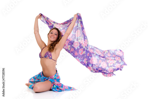 Canvas Print Young woman with sarong
