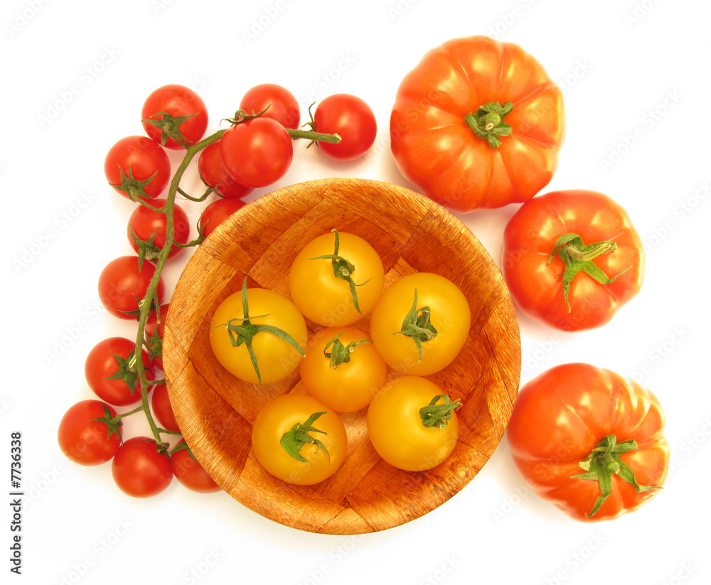 Tomatoes three kinds isolated on white background Tomatoes three kinds isolated on white background