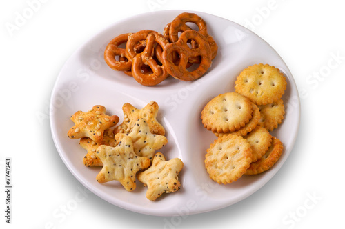 Appetizers in dish - top view with clipping path