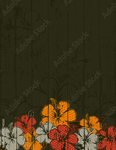 bouquet of hibiscus on brown background