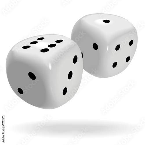 Pair of Fat Shiny Dice Roll a Lucky Seven
