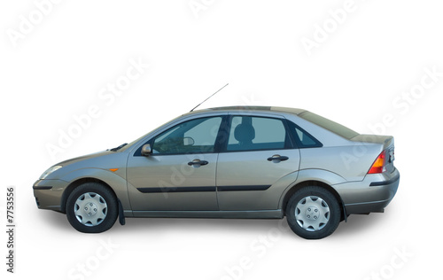 silver new sportscar on white. Isolated whith clipping path