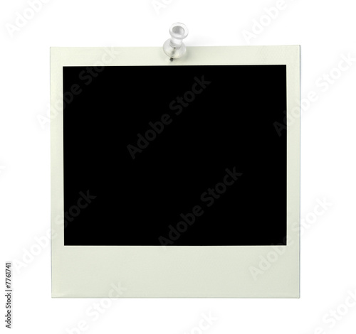 Old Yellowed Polaroid on White with Clipping Path for Image Area