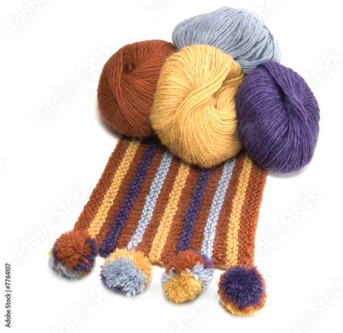 Yarn Balls and Scarf Made From Them