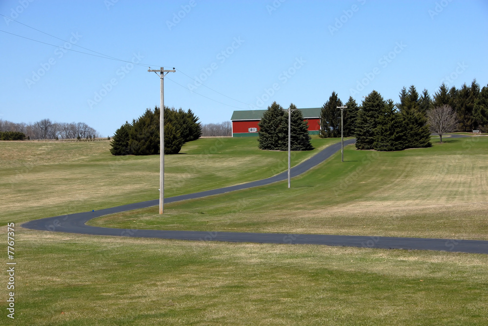 Fototapeta premium Long, Winding Driveway to Farm