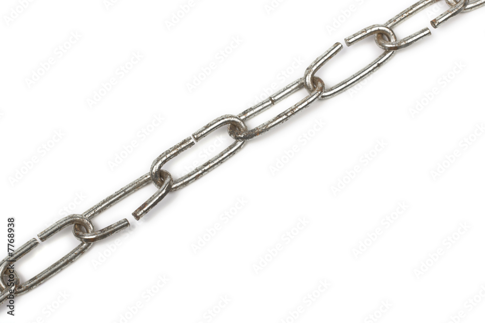 Old metal chain isolated on white