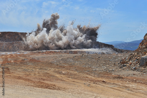 lime stone blasting, exploding photo