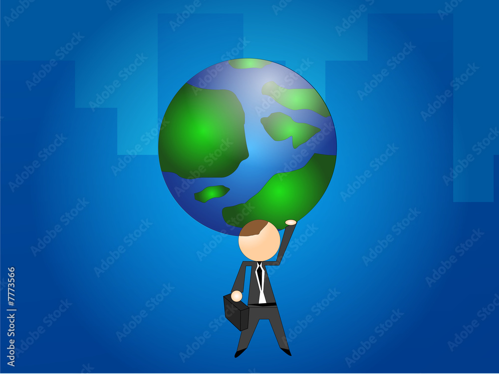 Business Man Holding Up The Earth Business Man Holding Up The Earth