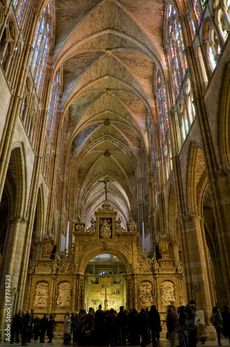 Central nave in Santa Maria de Leon Cathedral. Leon, Spain photo
