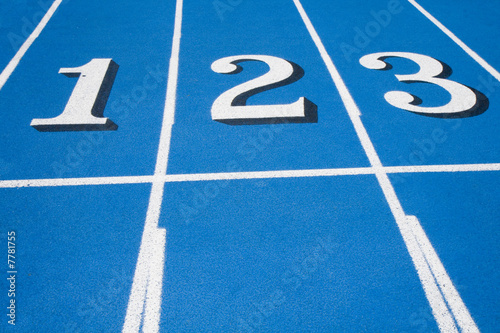 Blue Race Track Starting Line One Two Three