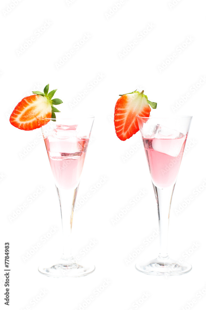 Two glasses of strawberry cocktail