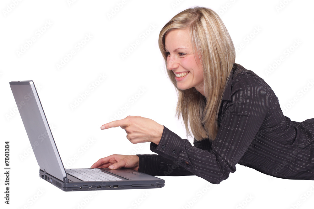 Pretty Businesswoman with Laptop - Isolated on white Pretty Businesswoman with Laptop - Isolated on white