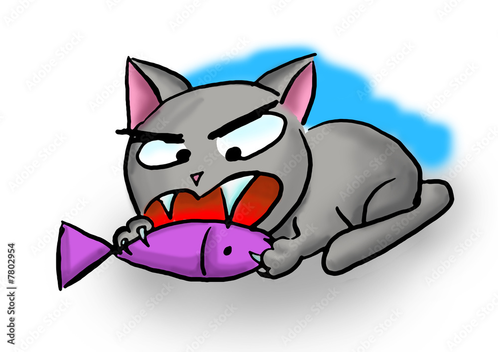 cat with fish