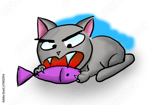 Fotografia cat with fish