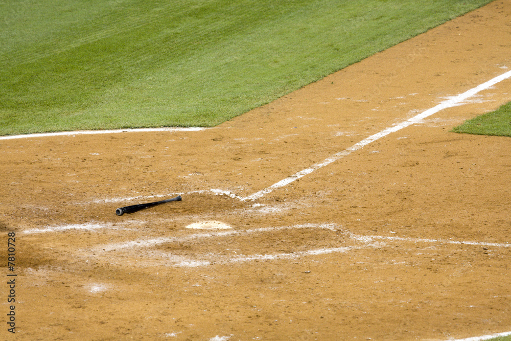 Fotografie Baseball bat laying at home plate