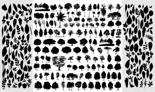 Big collection of different vector trees and leafs