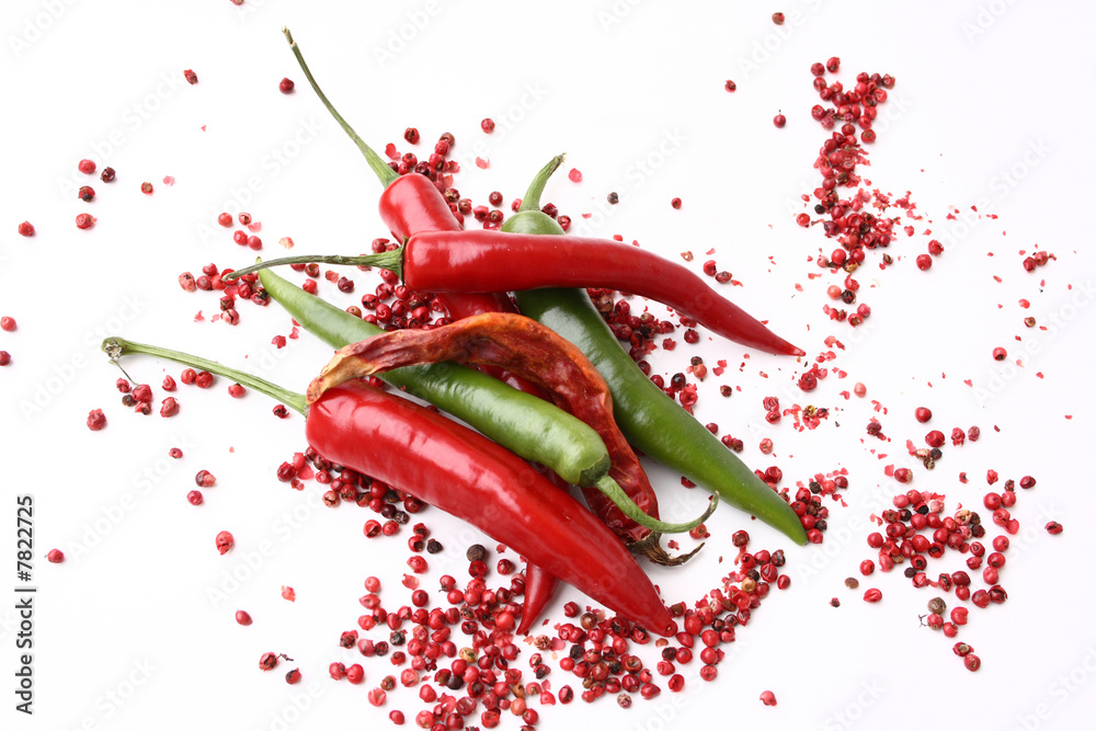 Chili und roter Pfeffer Chili und roter Pfeffer