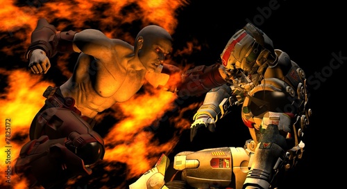 high-res, future soldier smashes out visor in enemies helm photo