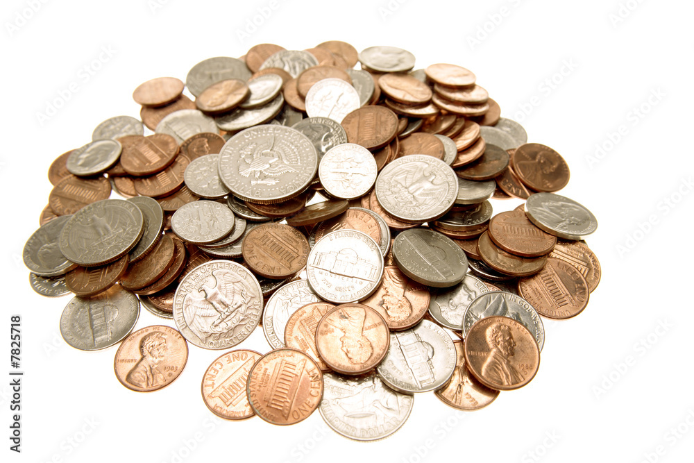 American coins isolated over white background American coins isolated over white background