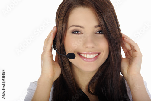 Beautiful Customer Representative girl with headset 