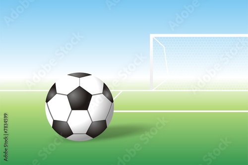 Soccer ball near goals
