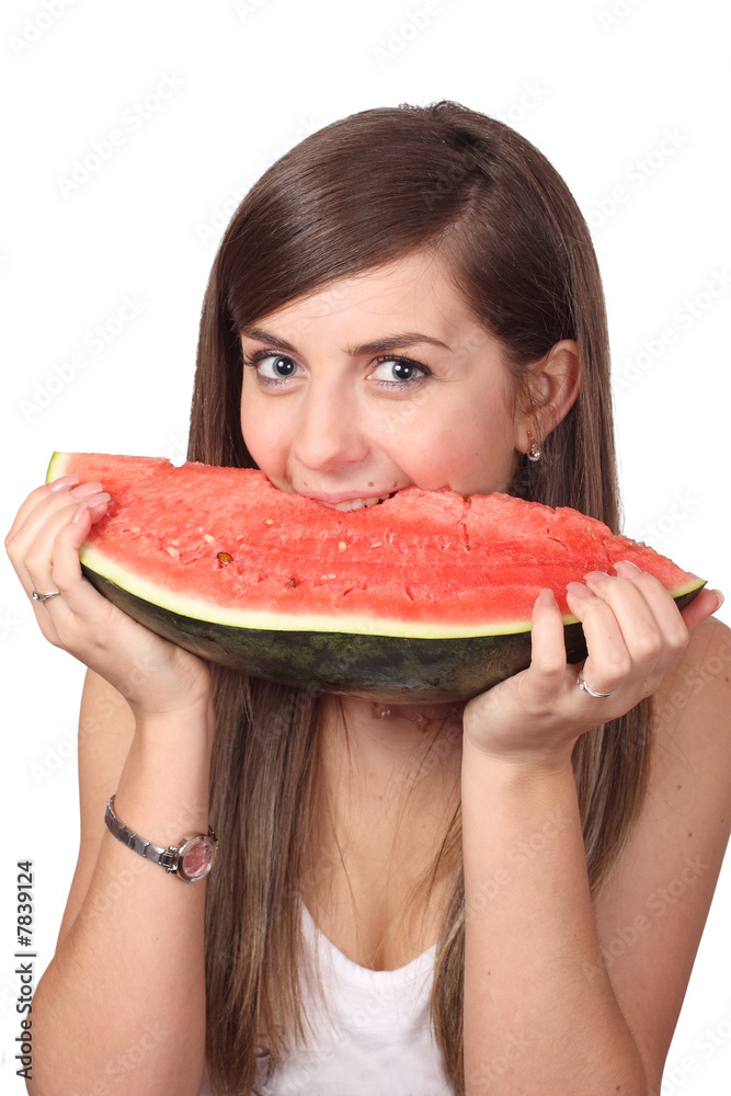 girl eating slice of water-melon