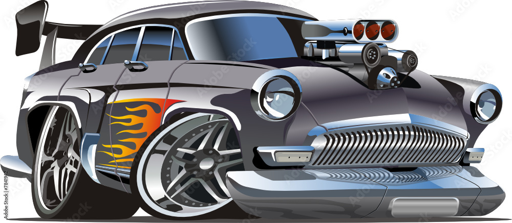 Obraz premium Vector retro cartoon hotrod