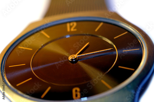 Close up view of the dial of an ultra-modern designer watch