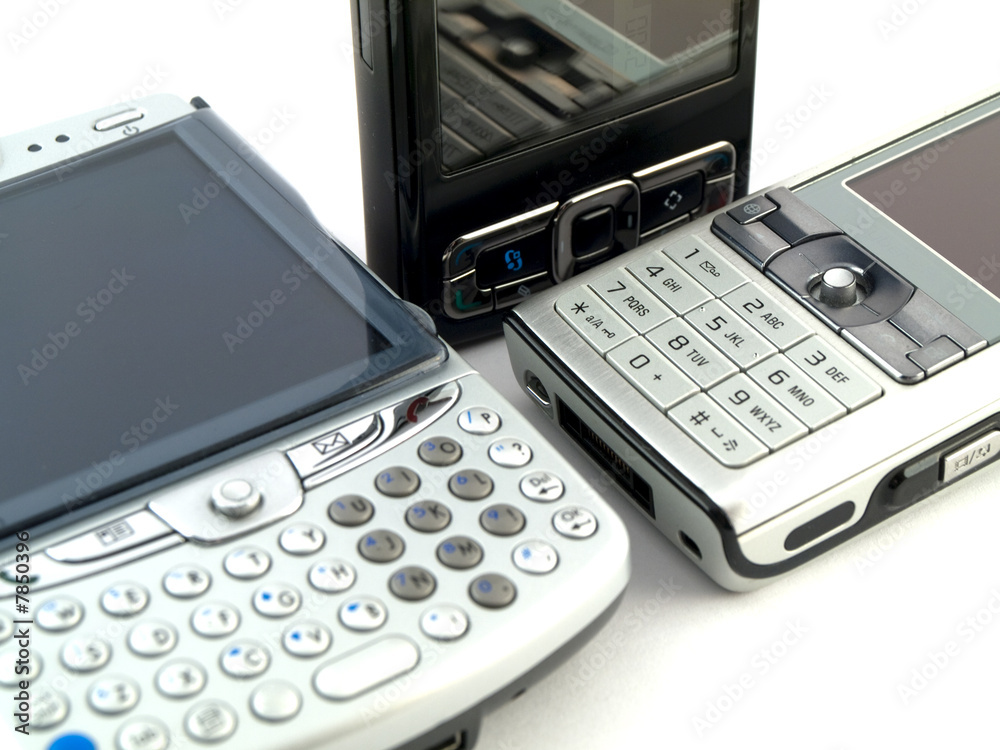 Modern Mobile Phones on White Background Modern Mobile Phones on White Background