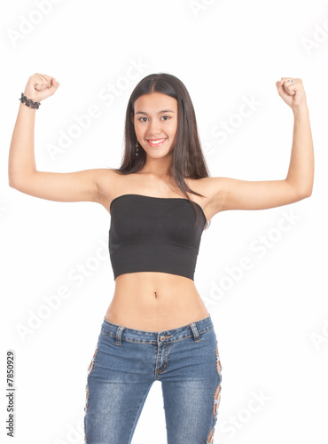 slim tanned woman