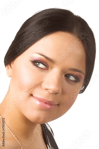 Closeup portrait of young brunette