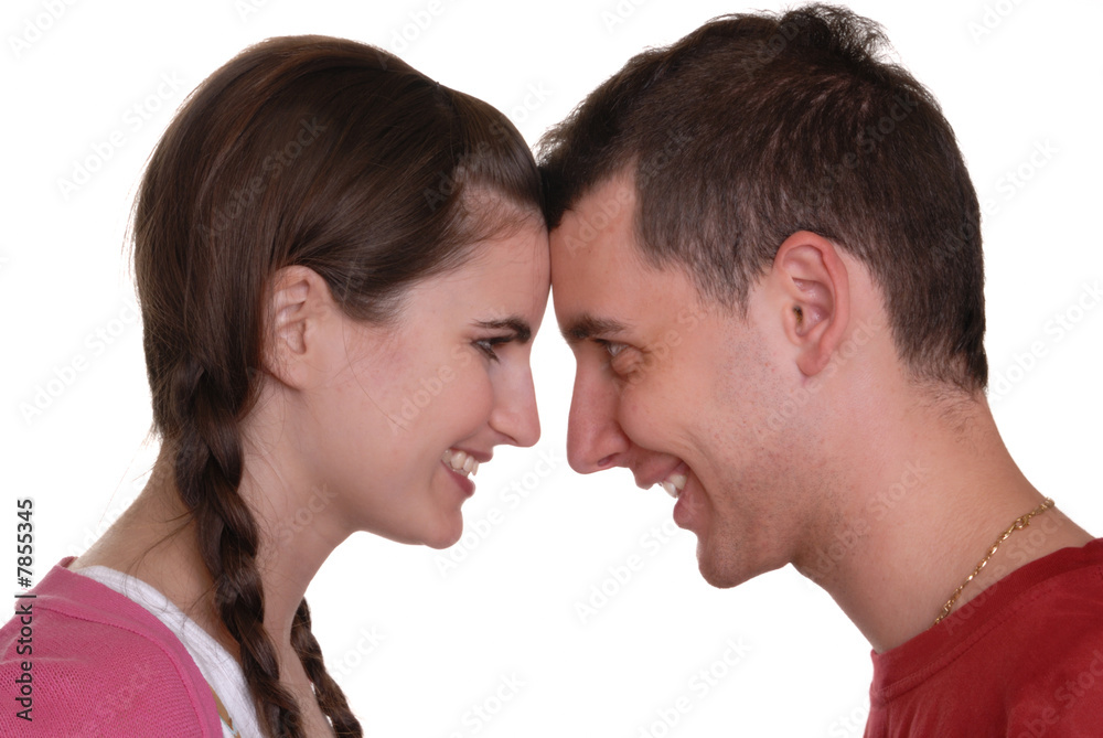 affectionate young couple - foreheads touching affectionate young couple - foreheads touching