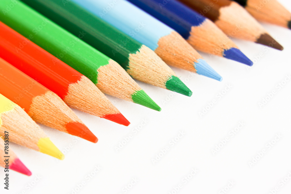 set of pencils isolated on white, copy space set of pencils isolated on white, copy space