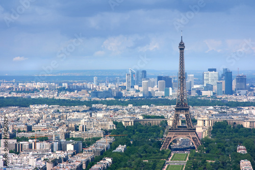 Eiffel tower and la Defense aerial © Mario Savoia