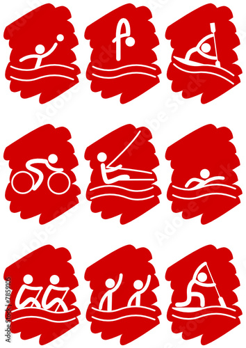 Pictogrammes des jeux olympiques d'été peinture rouge(partie 1)