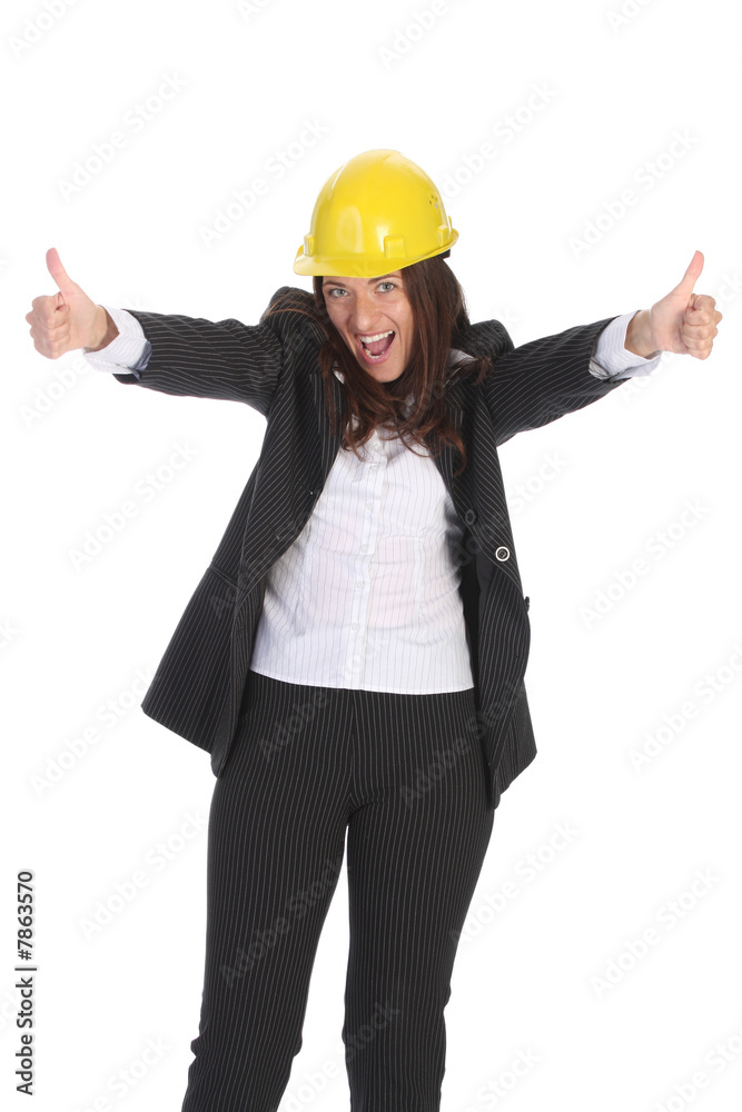young businesswoman with helmet young businesswoman with helmet