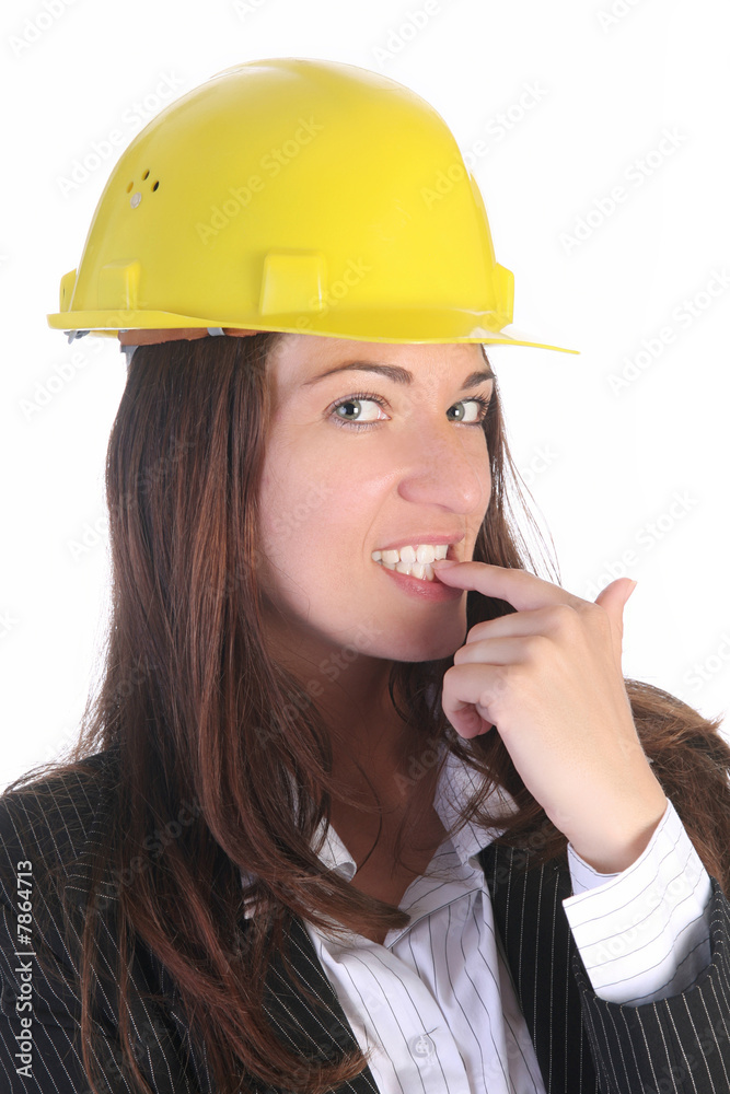 young businesswoman with helmet young businesswoman with helmet