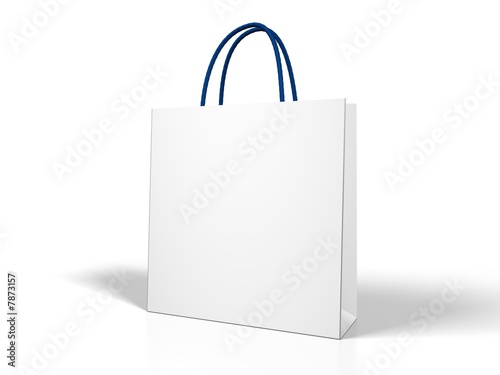blank white shopping bag over a white background