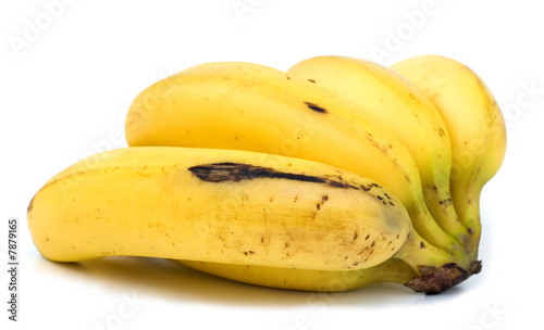 very ripe bananas on white background