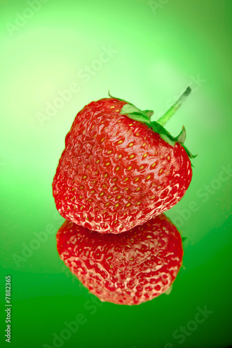 strawberry over green