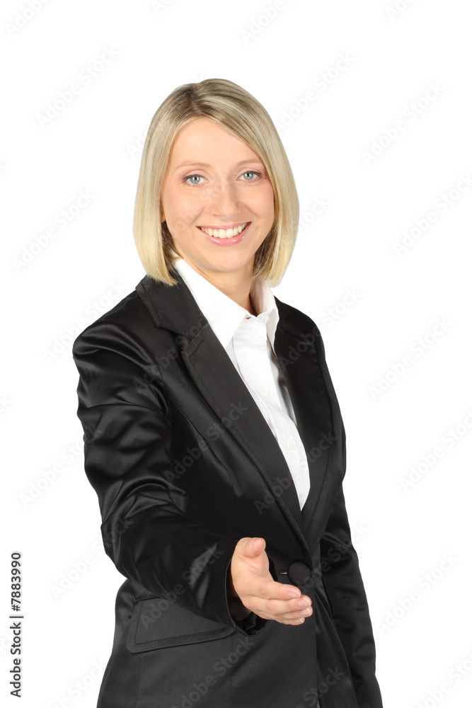 Pretty Businesswoman - handshake - Isolated on white Pretty Businesswoman - handshake - Isolated on white