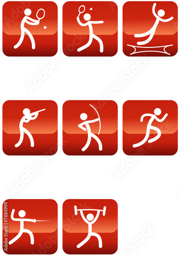 Pictogrammes des jeux olympiques d'été carré rouge (partie 4)