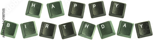 Keyboard keys spelling out the words “Happy Birthday