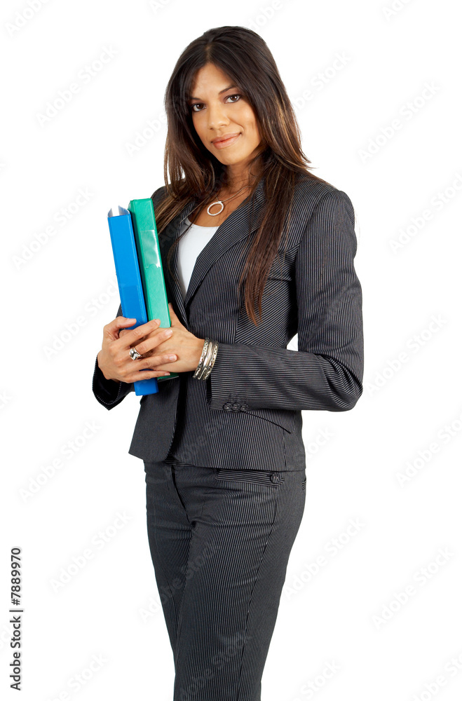 Beautiful brunette businesswoman holding files Beautiful brunette businesswoman holding files