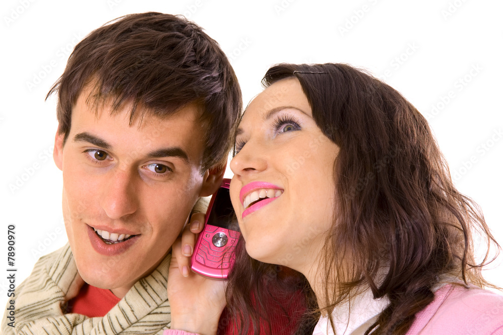 couple talking on the mobile couple talking on the mobile
