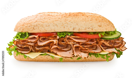 Whole grain turkey sandwich with lettuce, cheese & tomatoes