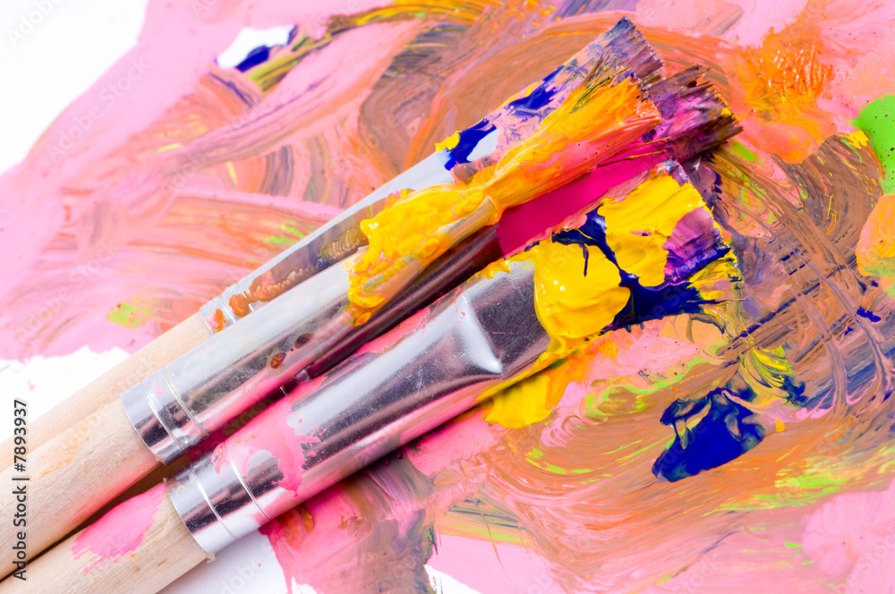Fototapeta premium Brushes with paints