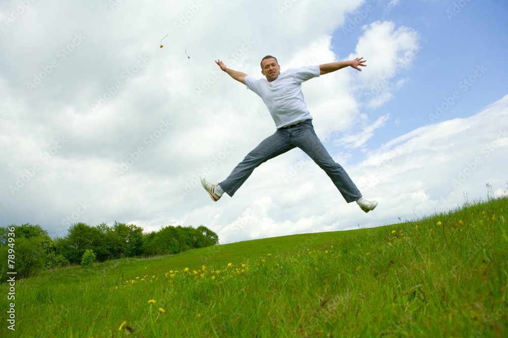 The man jumping