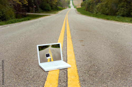 Laptop Computer in the Road